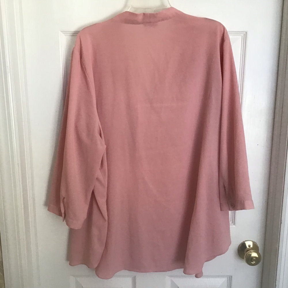 Peach 3/4 sleeve zip front shirt 3X - Picture 6 of 7